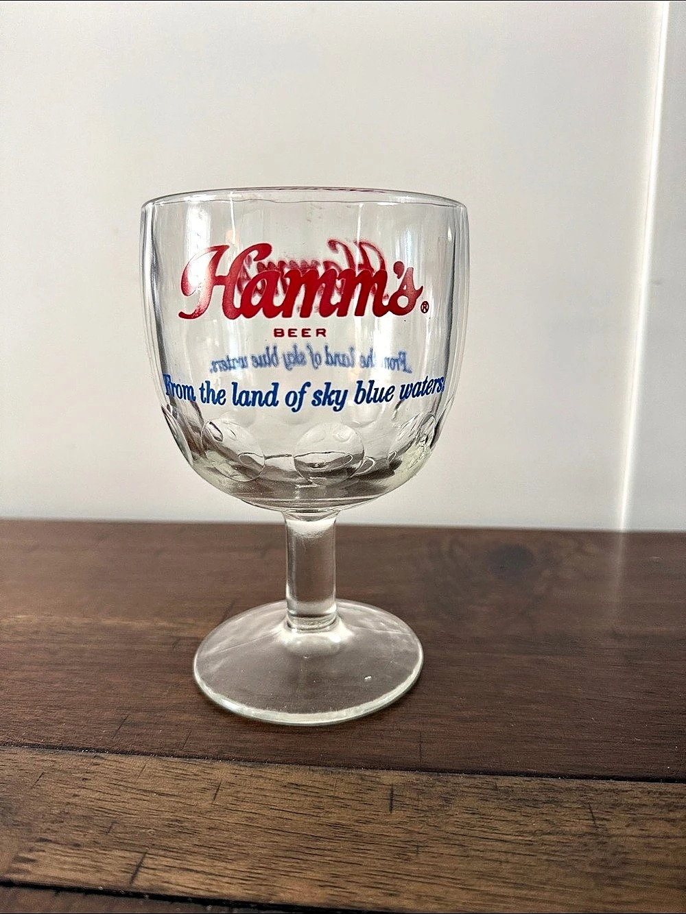 Vintage Hamm's Beer Thumbprint Stemmed Goblet Schooner